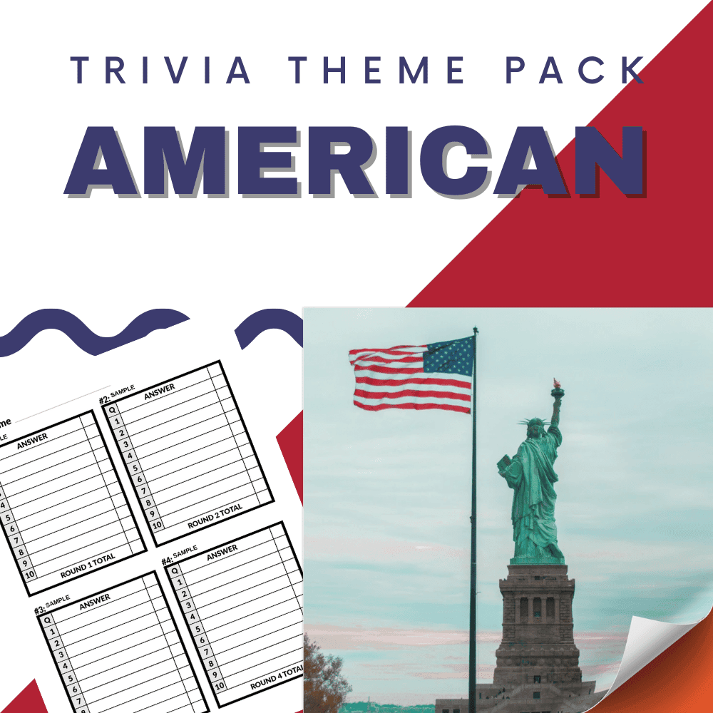 American Holidays Trivia Pack – Celebrate 4th of July, Memorial Day, Labor Day, and Presidents’ Day with this patriotic trivia game! Covering U.S. history, traditions, and famous moments, this printable trivia quiz is perfect for bar trivia, family gatherings, and events. Includes Four Trivia Rounds | 40+ Verified Questions | PDF & PowerPoint | Instant Download.