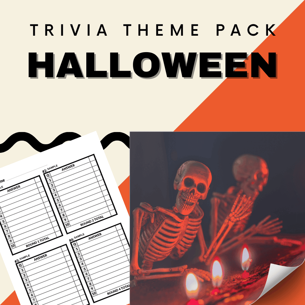 Halloween Trivia Pack – Spooky Halloween trivia game featuring ghosts, monsters, horror movies, and Halloween traditions. Perfect for pub quizzes, parties, and trivia nights. Includes Four Trivia Rounds | 40+ Verified Questions | PDF & PowerPoint | Instant Download.